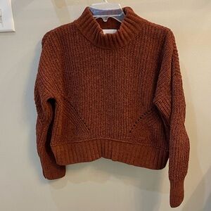 Pink Rose Soft Chenille L/S Mock T-Neck Sweater Maroon M